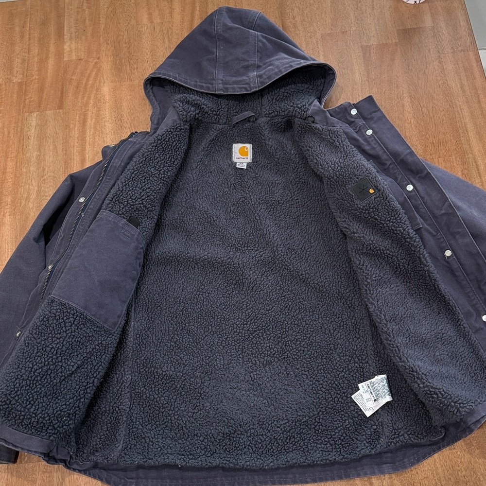 Carhartt Charcoal Hooded Sherpa-Lined Work Jacket - Picture 3 of 6